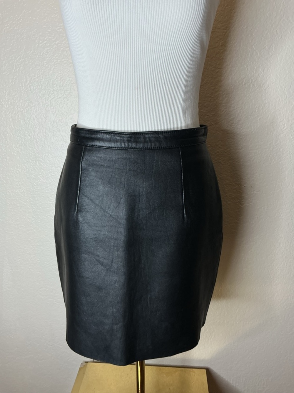 American Apparel Black Faux Leather High-Waist Pencil Skirt